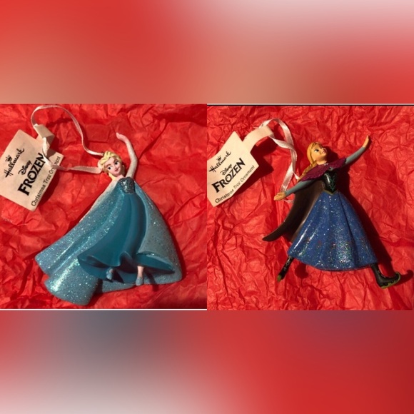 2 NWT Disney Hallmark Frozen Anna and Elsa Christmas tree ornaments - Picture 1 of 5